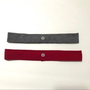 Lululemon headband 2pc lot gray / red hair accessories
